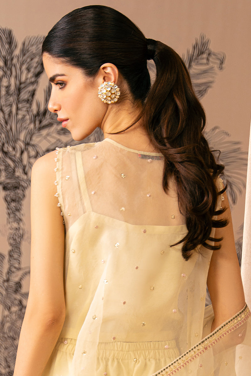 OPAL GLOW-4 PIECE EMBROIDERED ORGANZA SUIT