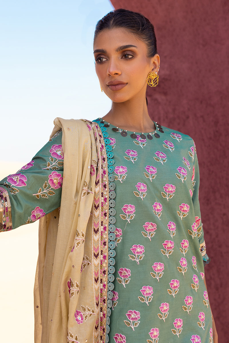 CHARTREUSE GOLD-3 PIECE EMBROIDERED LAWN SUIT