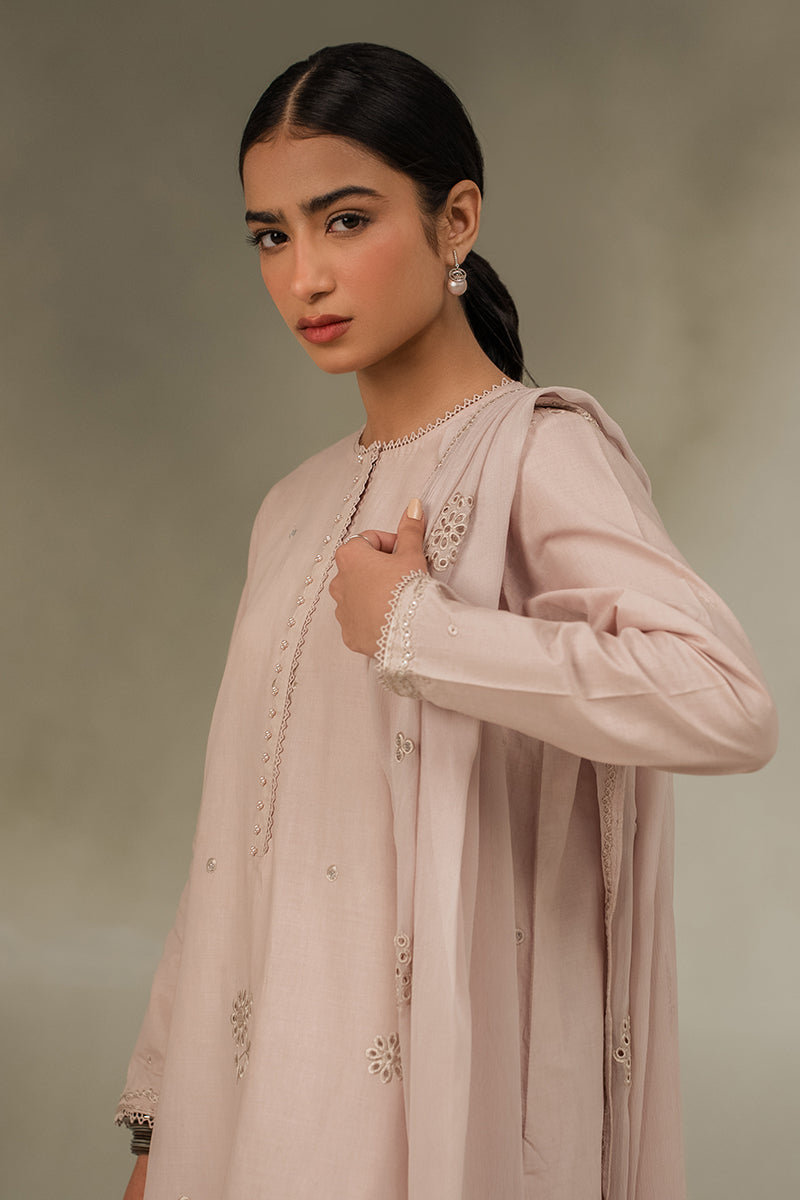 ECRU FAWN-2PC (SHIRT & DUPATTA)