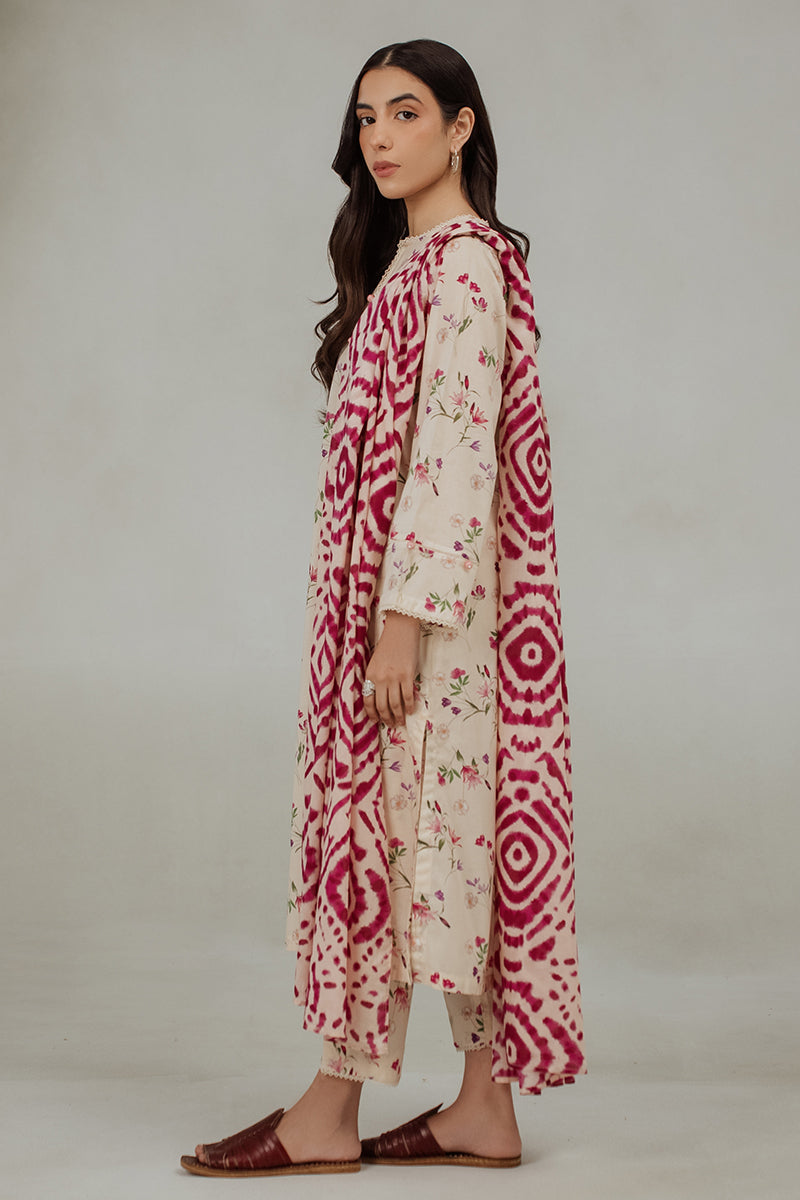 PASTEL FLORA-3 PIECE (SHIRT, TROUSER & DUPATTA)