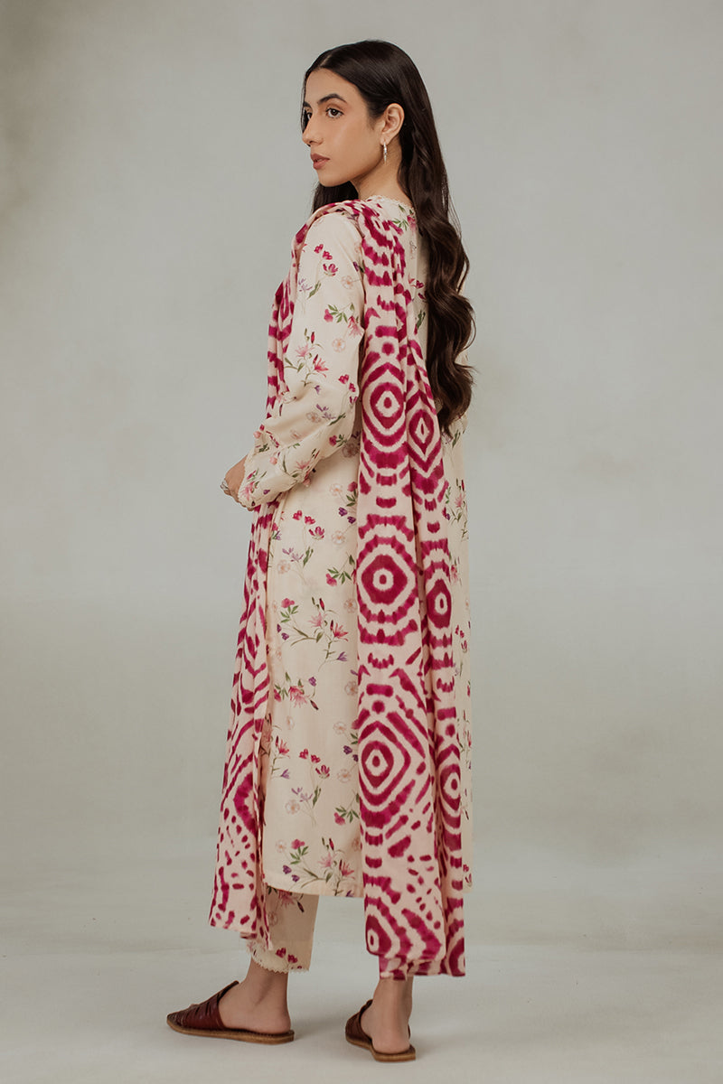 PASTEL FLORA-3 PIECE (SHIRT, TROUSER & DUPATTA)