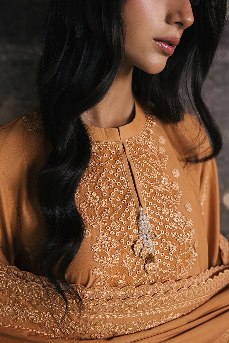 MUSTARD BLOOM-3PC LAWN EMBROIDERED SUIT
