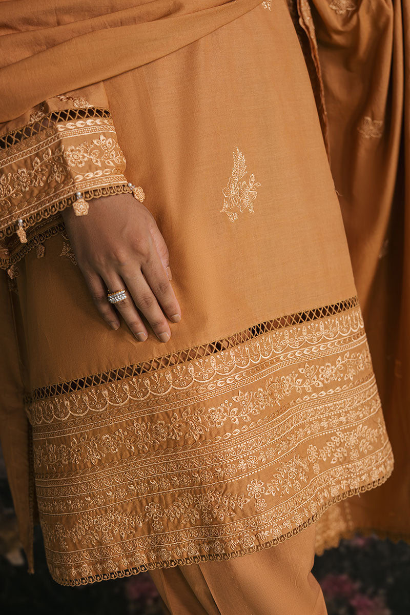 MUSTARD BLOOM-3PC LAWN EMBROIDERED SUIT