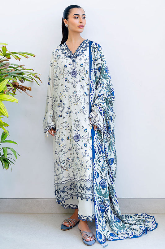 IVORY ORCHID-3PC SATIN PRINTED SUIT