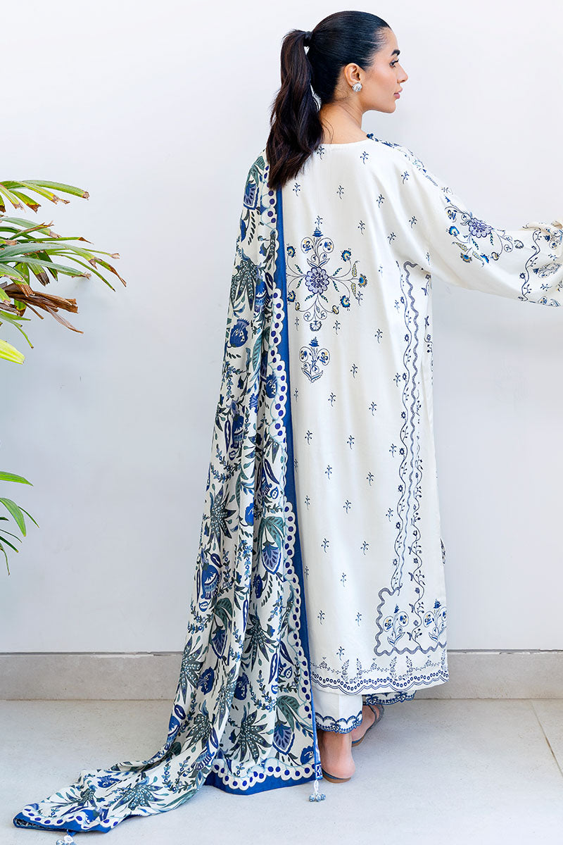 IVORY ORCHID-3PC SATIN PRINTED SUIT