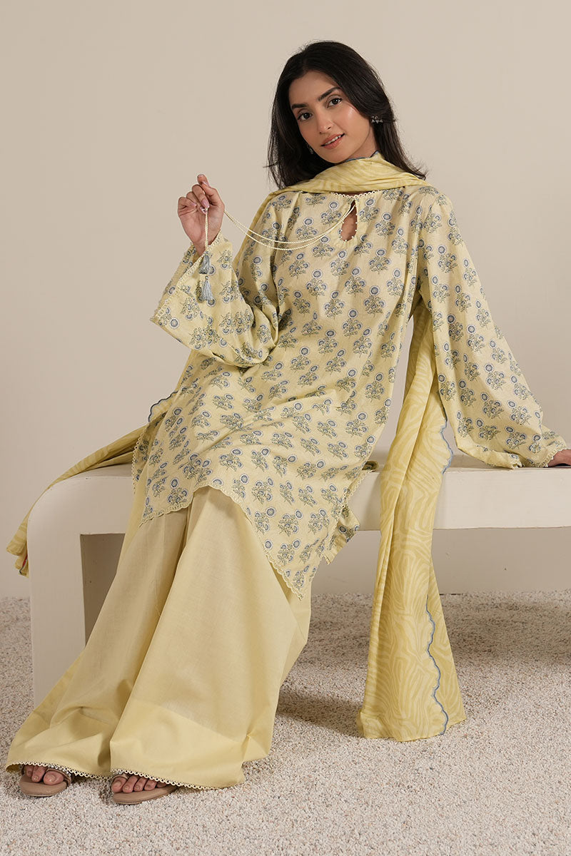 LEMON HAZE-3PC PRINTED LAWN SUIT