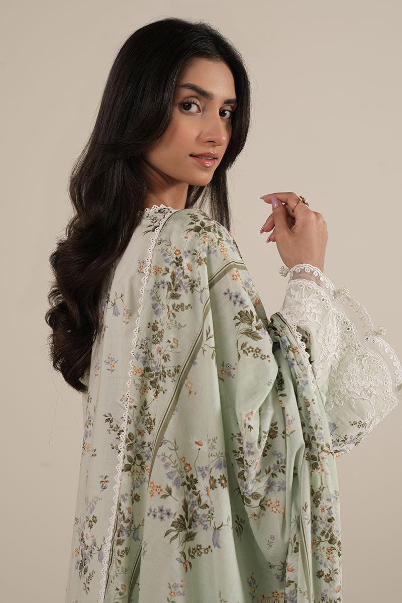 PALE AQUA-3PC PRINTED LAWN SUIT