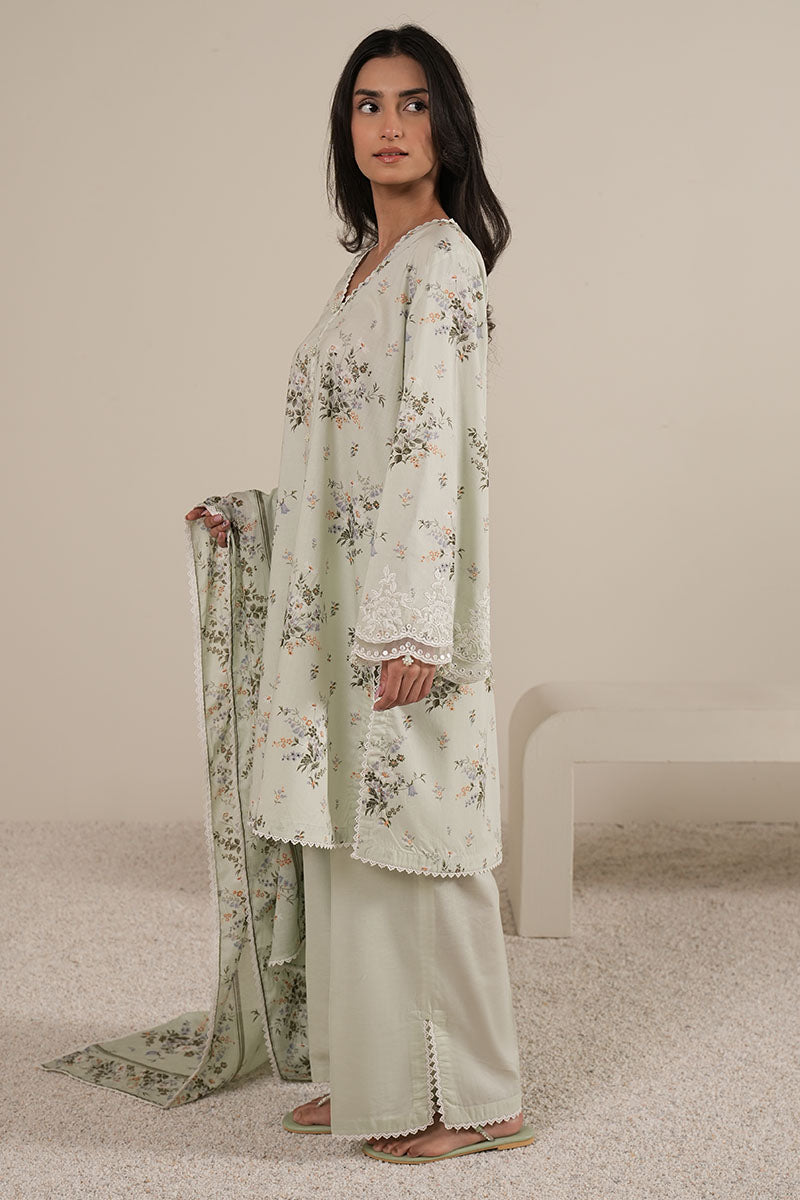 PALE AQUA-3PC PRINTED LAWN SUIT