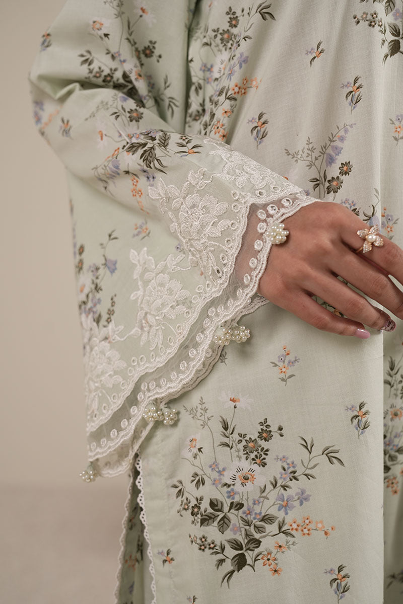 PALE AQUA-3PC PRINTED LAWN SUIT