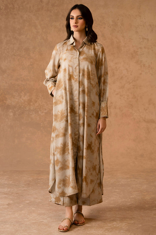 RUSSET WOOD-2 PIECE LINEN PRINTED SUIT