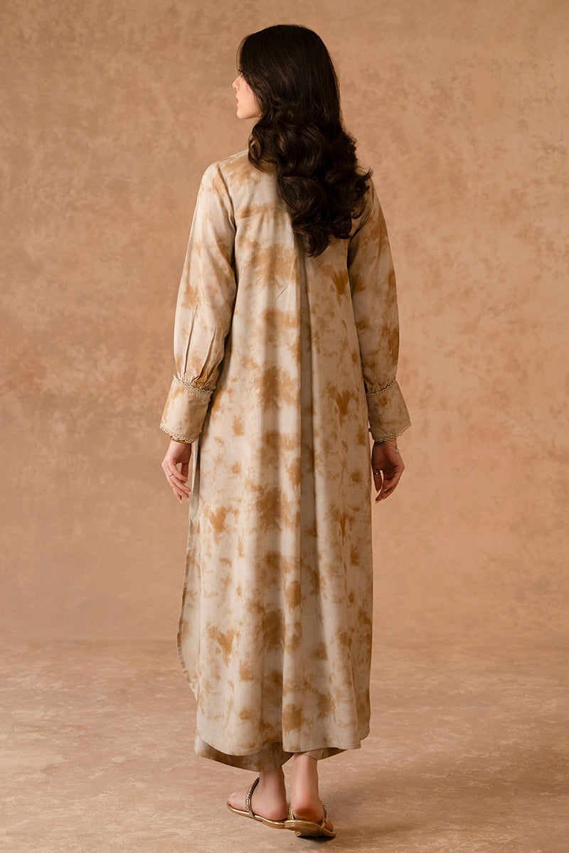 RUSSET WOOD-2 PIECE LINEN PRINTED SUIT