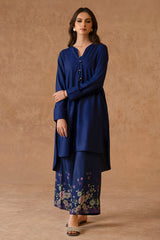 DARK SAPPHIRE-2 PIECE LINEN DYED SUIT