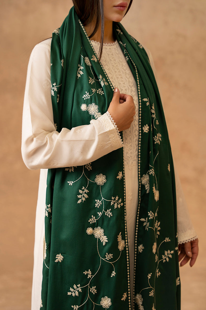 LEAFY EMBROIDERED SHAWL