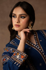GOSSAMER BLUE-2 PIECE KHADDAR EMBROIDERED SUIT
