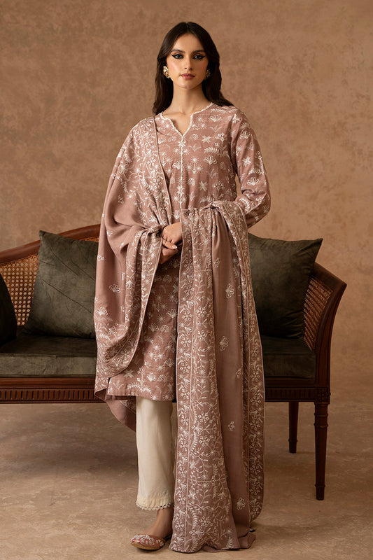 DUSTY SAFFRON-2 PIECE KHADDAR EMBROIDERED SUIT