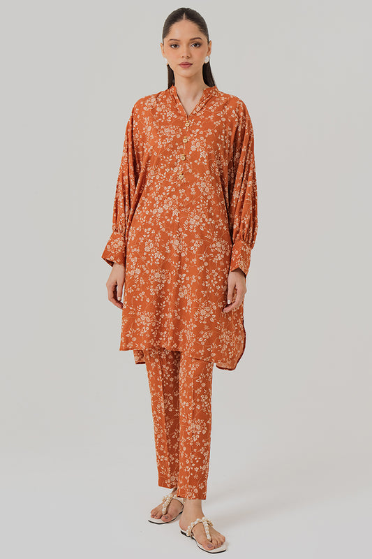 RUST FLORA-2 PIECE (SHIRT & TROUSER)