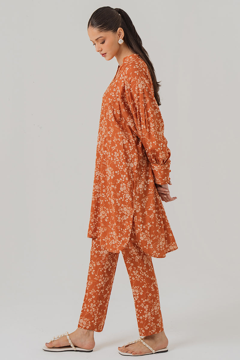 RUST FLORA-2 PIECE (SHIRT & TROUSER)