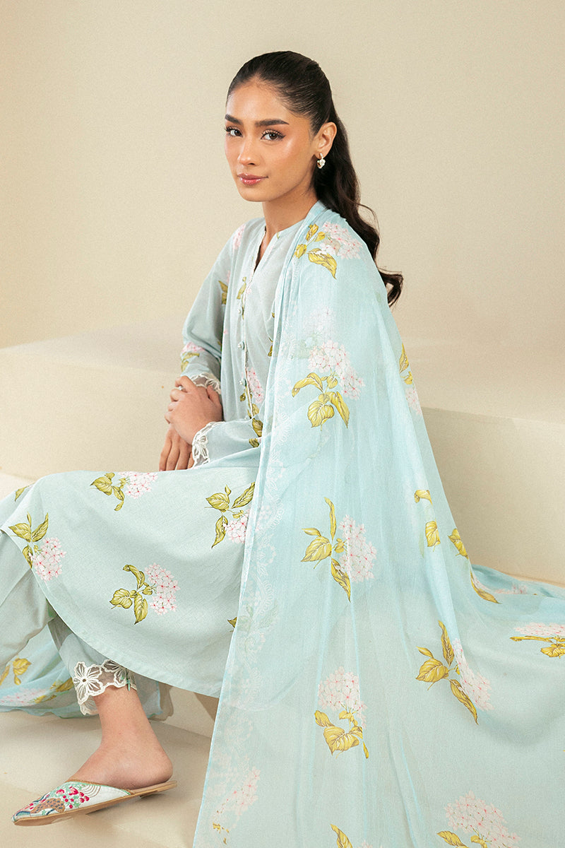 DIM GRAY-3 PIECE LAWN SUIT