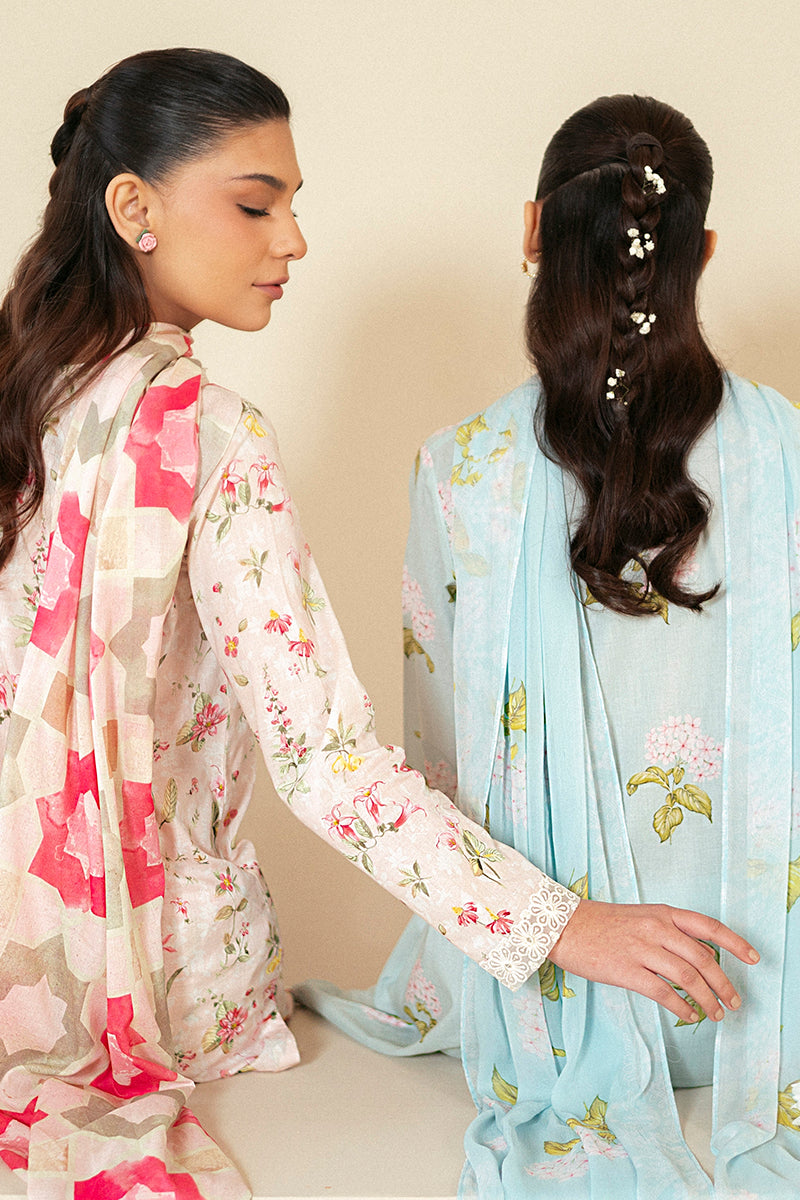 DIM GRAY-3 PIECE LAWN SUIT