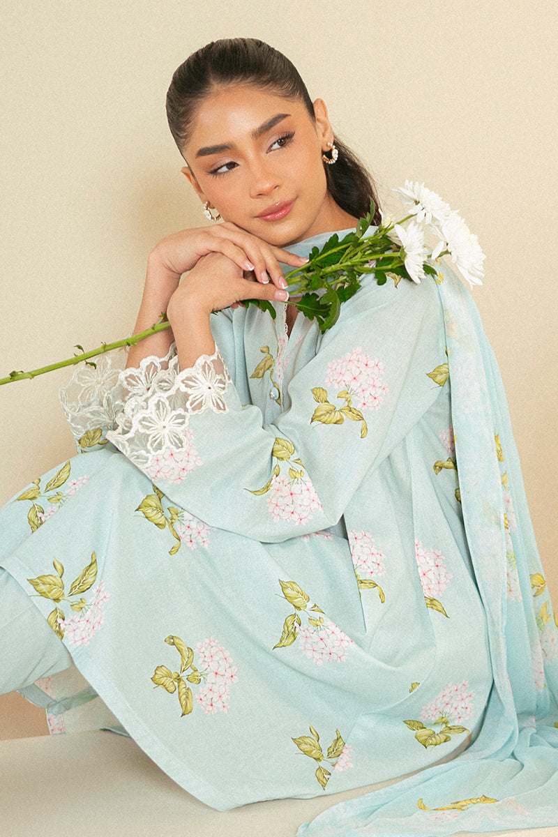 DIM GRAY-3 PIECE LAWN SUIT