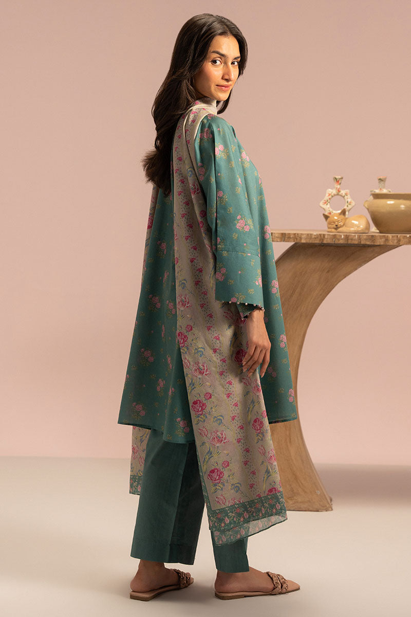 VERDANT CHARM-3PC PRINTED LAWN SUIT