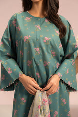 VERDANT CHARM-3PC PRINTED LAWN SUIT