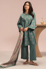 VERDANT CHARM-3PC PRINTED LAWN SUIT