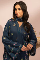 MIDNIGHT BLOSSOM-3PC PRINTED LAWN SUIT