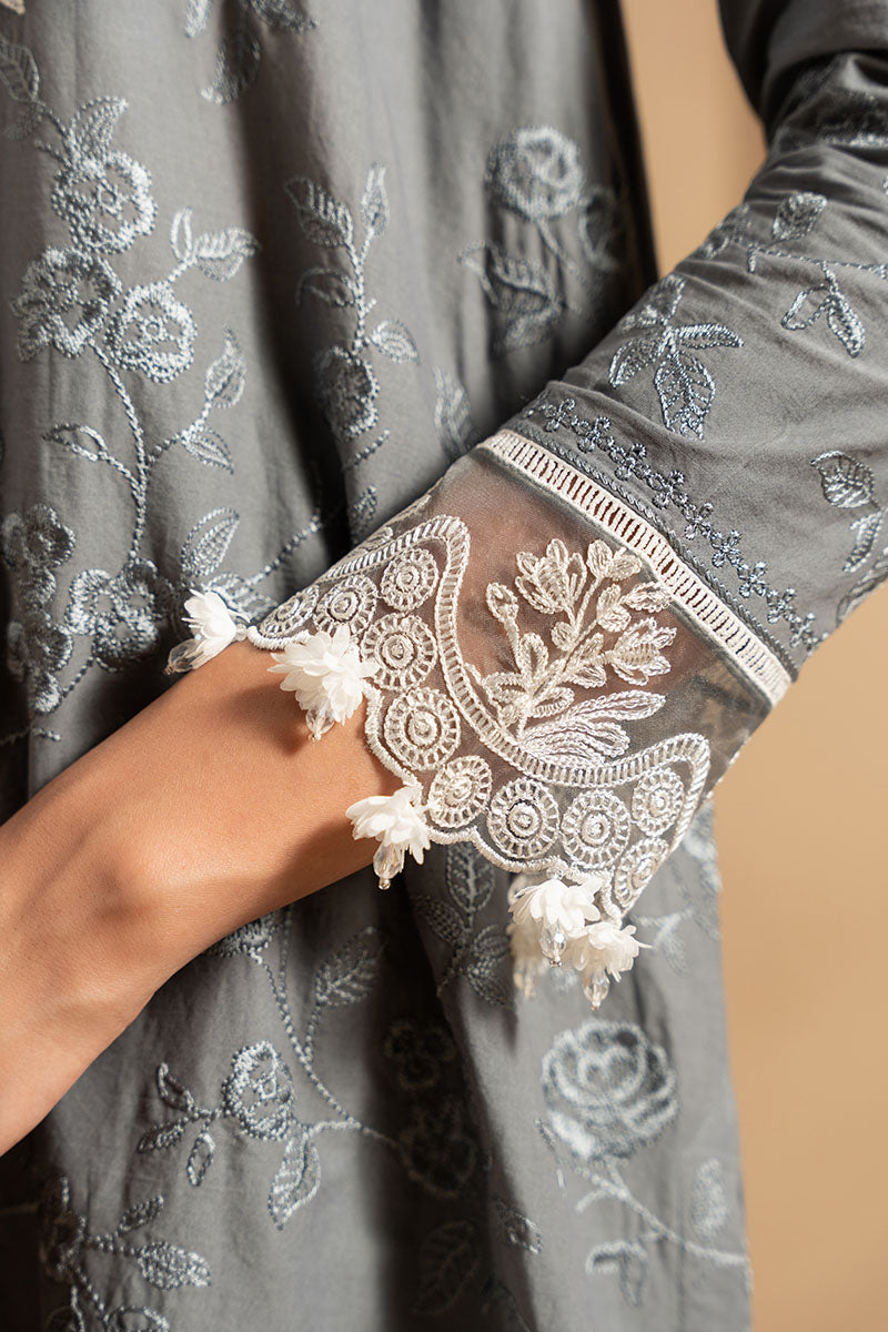 SOFT GRAPHITE- 3PC EMBROIDERED LAWN SUIT