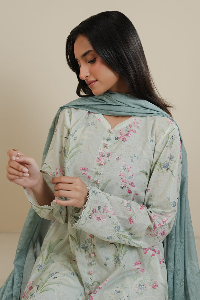 FLORAL GLINT-3PC PRINTED LAWN SUIT