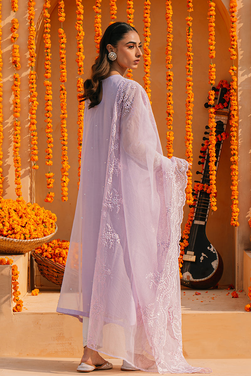 LILAC WHISPER-2 PIECE ORGANZA EMBROIDERED SUIT