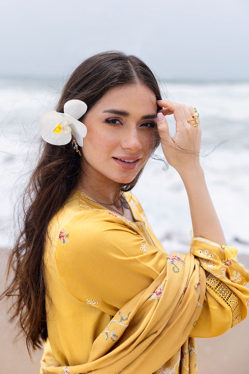 ROSETTE BLISS-3PC SATIN EMBROIDERED SUIT