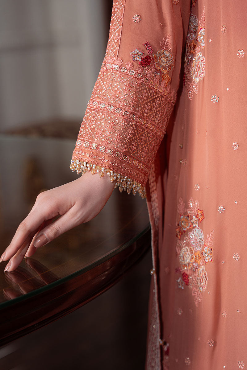 SUNSET DEW-4PC CHIFFON EMBROIDERED SUIT
