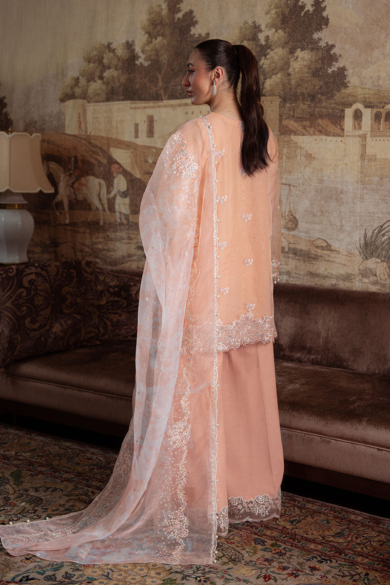 CORAL BLOOM-4PC ORGANZA EMBROIDERED PRET