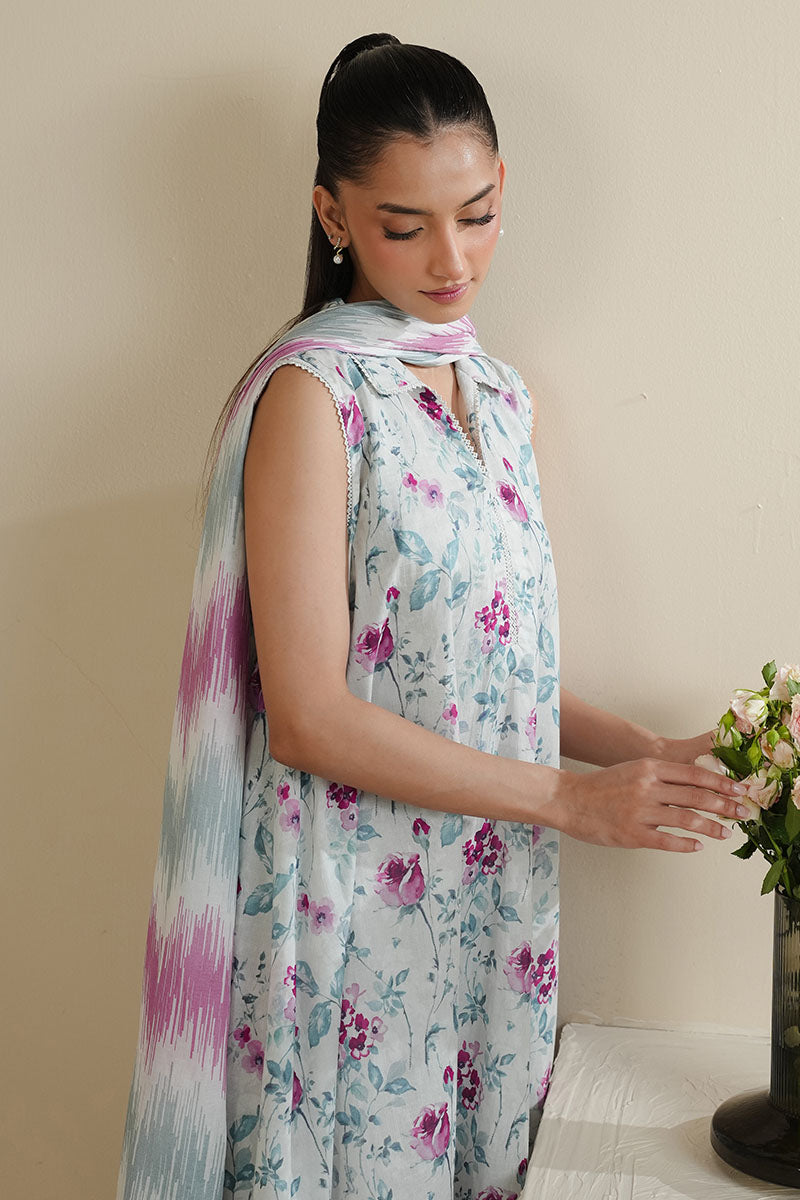 SEAFOAM SERENITY-3PC PRINTED LAWN SUIT