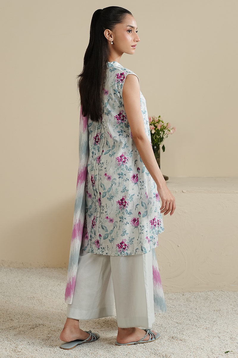 SEAFOAM SERENITY-3PC PRINTED LAWN SUIT