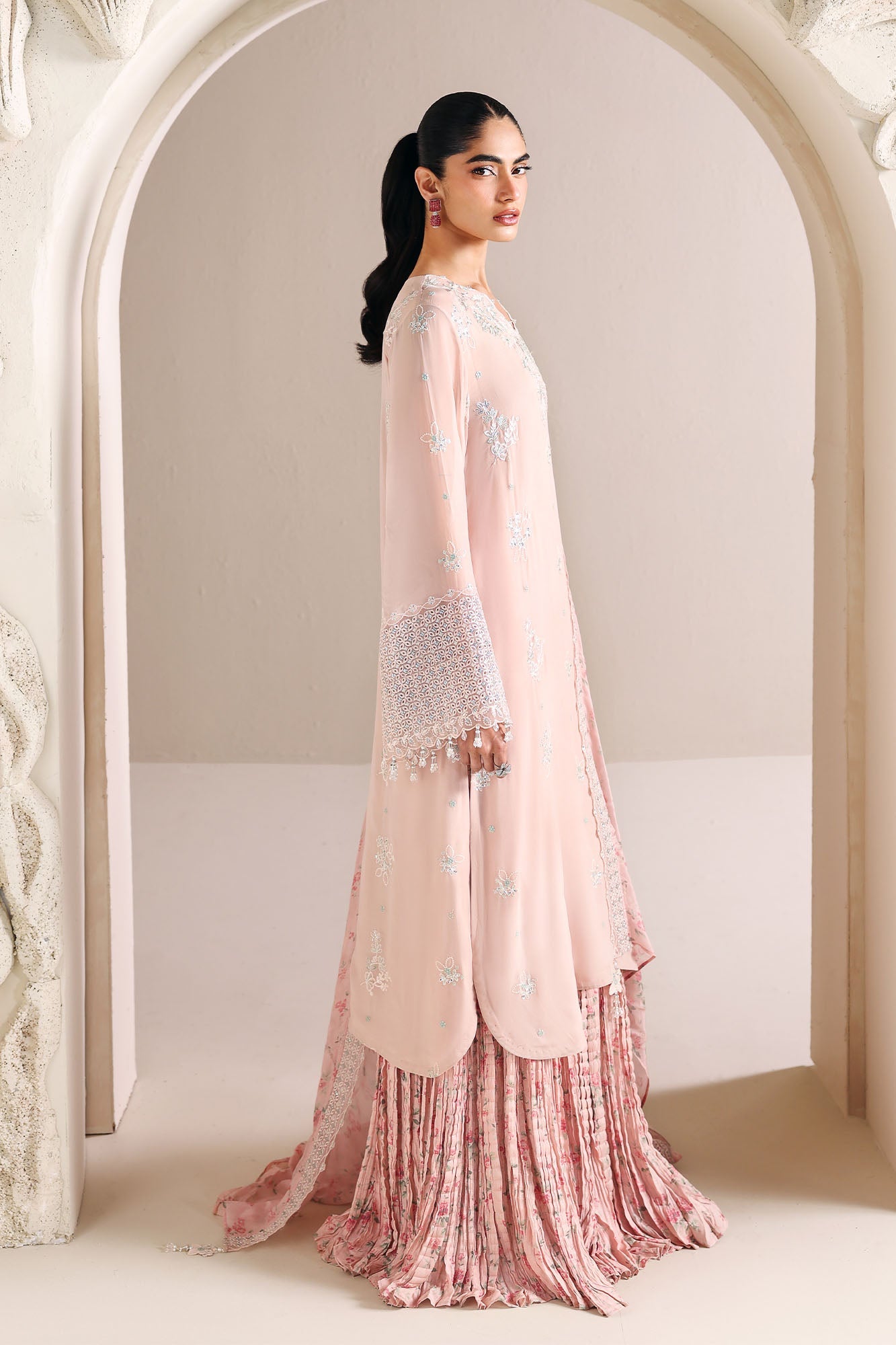 PINK BLOSSOM-4PC CHIFFON EMBROIDERED SUIT