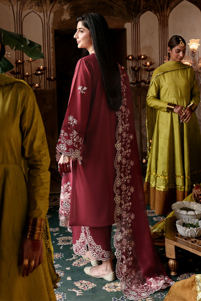 CRIMSON DRAPE-3PC EMBROIDERED LAWN SUIT