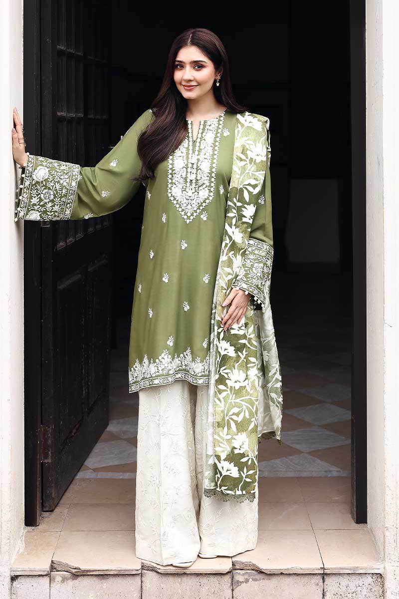 MOSS REVERIE-3PC LINEN EMBROIDERED SUIT