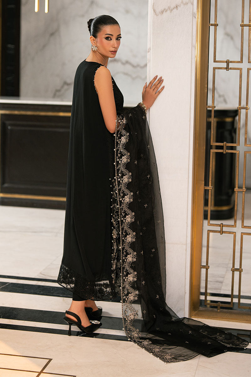 CHARCOAL VOID-3PC EMBROIDERED SILK SUIT