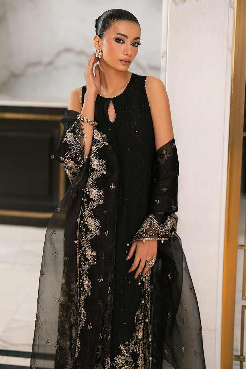 CHARCOAL VOID-3PC EMBROIDERED SILK SUIT