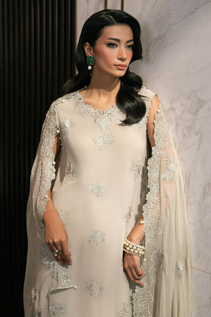 PISTACHIO FERN-4PC EMBROIDERED CHIFFON SUIT
