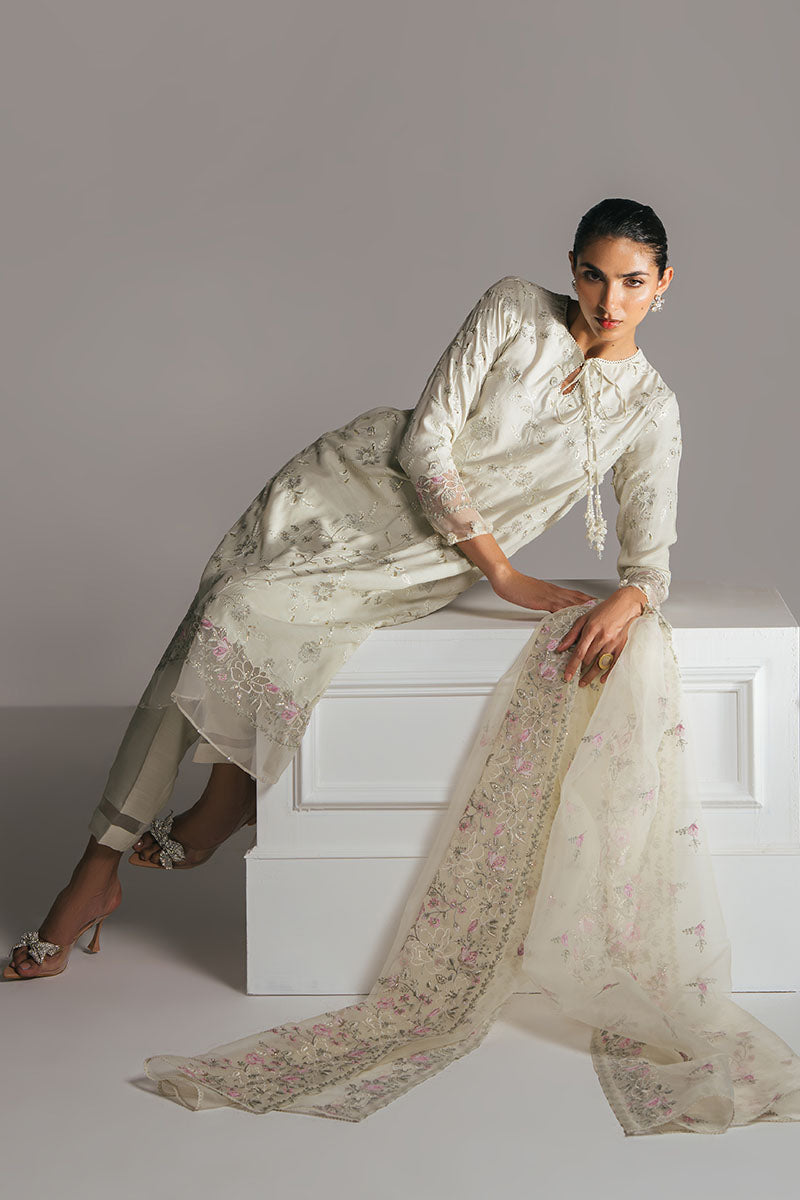 HONEYDEW MIST-3PC EMBROIDERED SILK SUIT