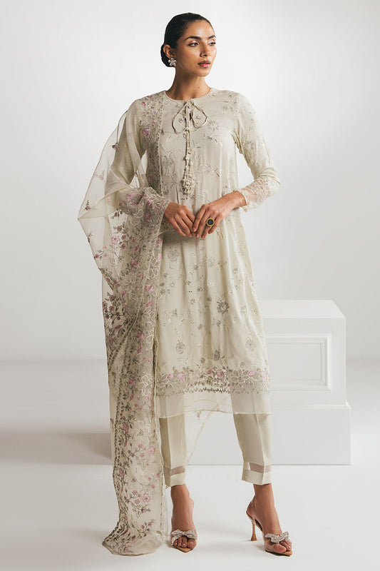 HONEYDEW MIST-3PC EMBROIDERED SILK SUIT