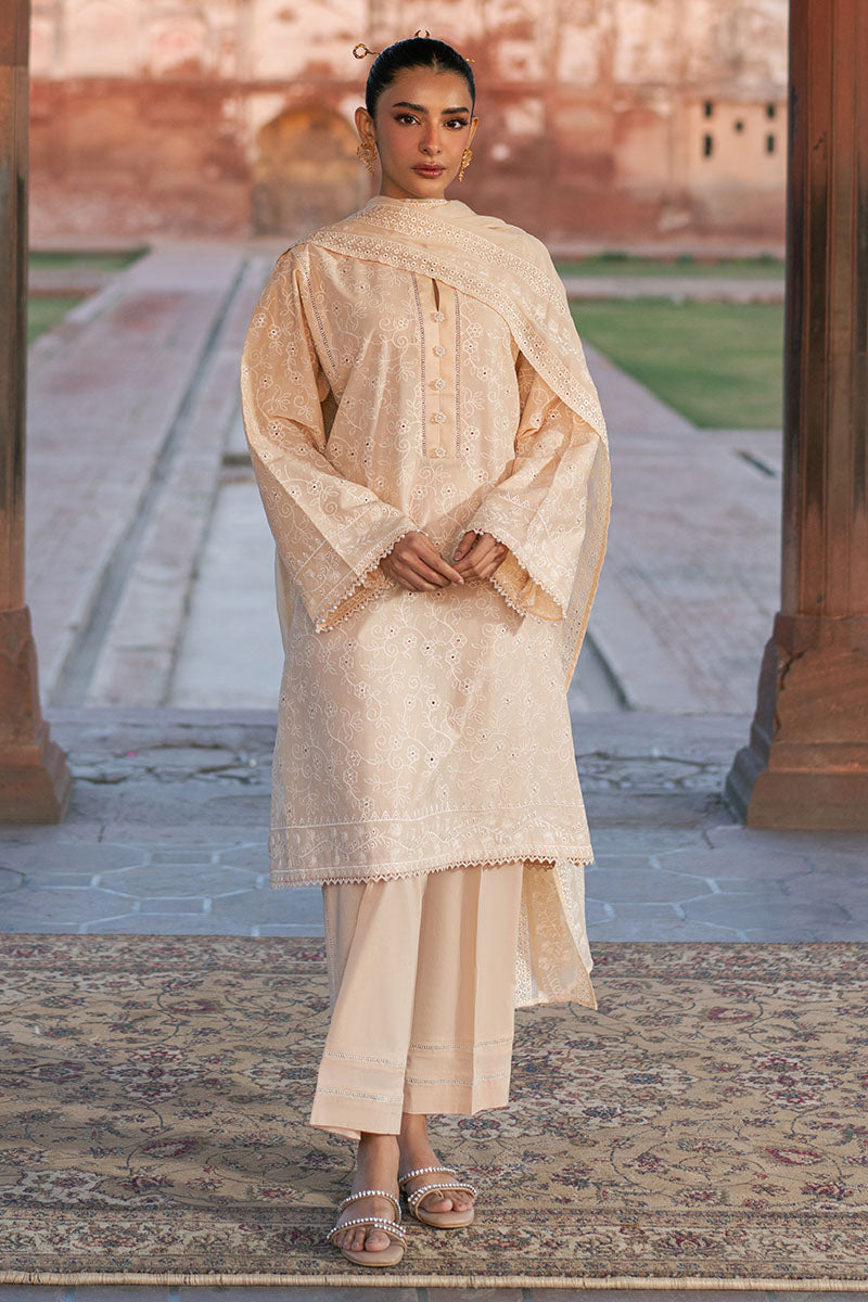 ECRU BREEZE-3PC (SHIRT, TROUSER & DUPATTA)