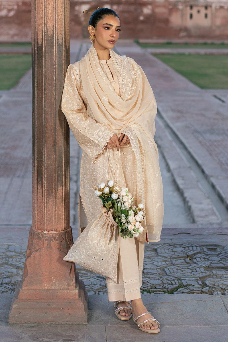 ECRU BREEZE-3PC (SHIRT, TROUSER & DUPATTA)
