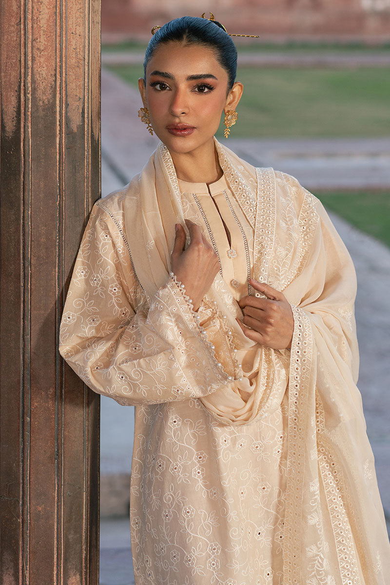 ECRU BREEZE-3PC (SHIRT, TROUSER & DUPATTA)
