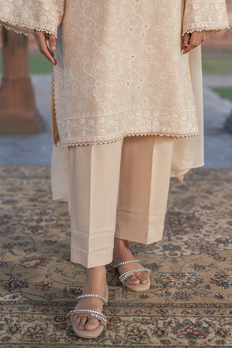 ECRU BREEZE-3PC (SHIRT, TROUSER & DUPATTA)