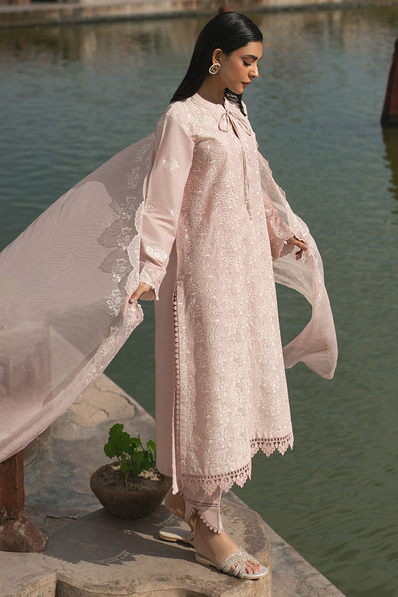 PEACH FLORET-3PC (SHIRT, TROUSER & DUPATTA)