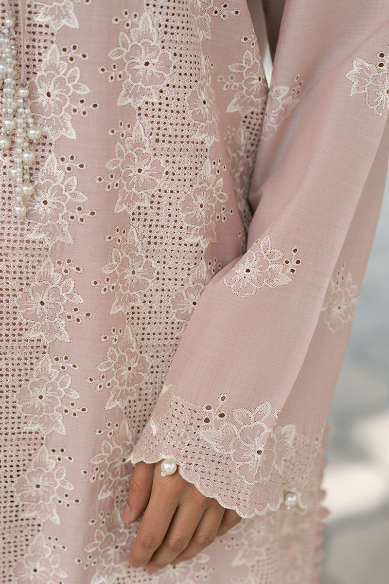 PEACH FLORET-3PC (SHIRT, TROUSER & DUPATTA)